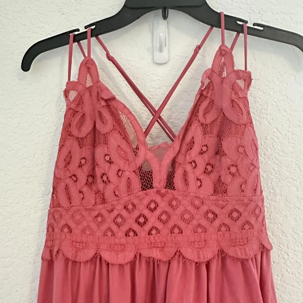 Zenana Babydoll Cami/Dress Womens 3X Pink Lace‎ Crochet Tiered Barbie Boho - Picture 2 of 12